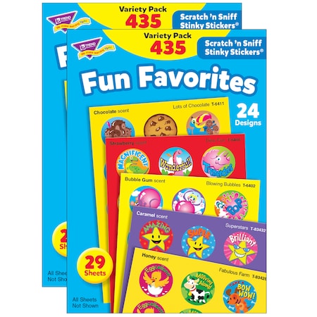 Trend Enterprises Fun Favorites Stinky Stickers Variety Pack, 435 Per Pack, PK2 T6491